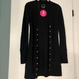 NWT long black button up cardigan size small